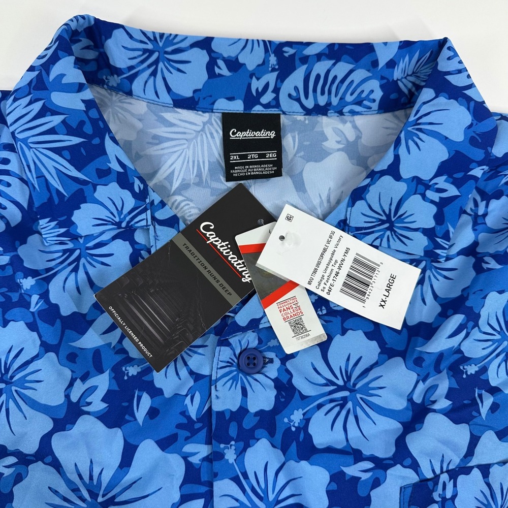 Captivating West Virginia Mountaineers Floral Button Down Shirt Mens 2XL New - Picture 3 of 10